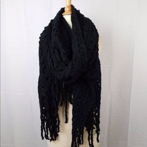 Braided Bunch Oversize Knit Tassel Wrap Scarf